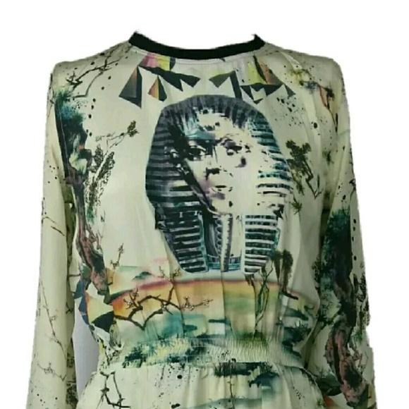 Sold Balenciagia Silk Egyptian Print Dress - Picture 2 of 8